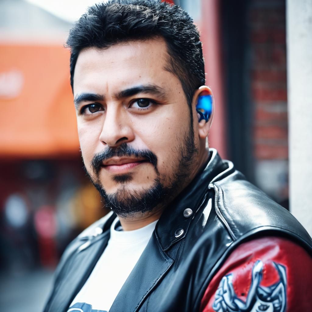 Biker Portrait with Tattoos in Cinematic Style