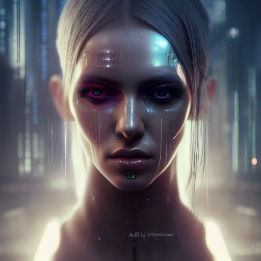 Beautiful Cyberpunk Woman in High Definition Detail