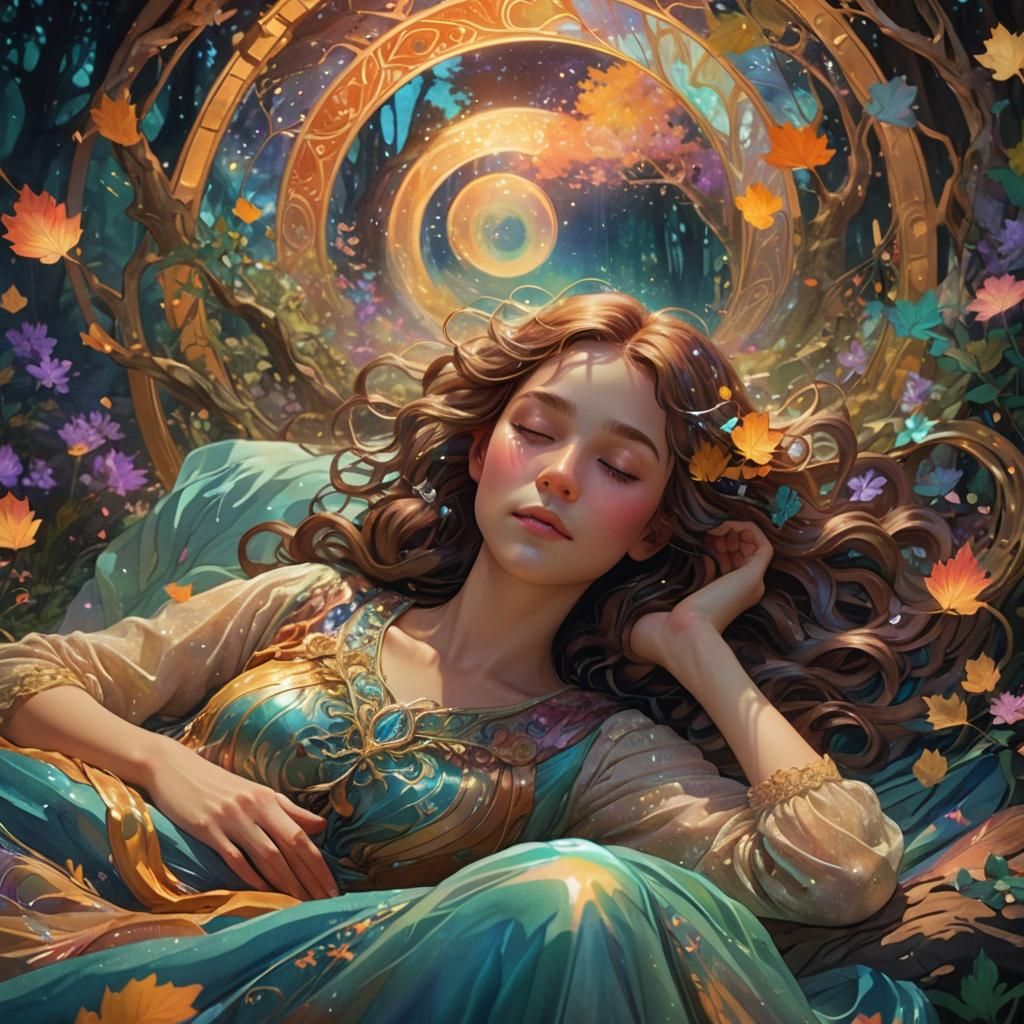 Dreamy Forest: Fantasy Art Nouveau Illustration