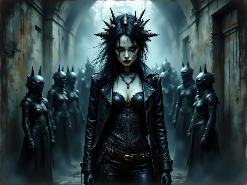 punk villain with gang