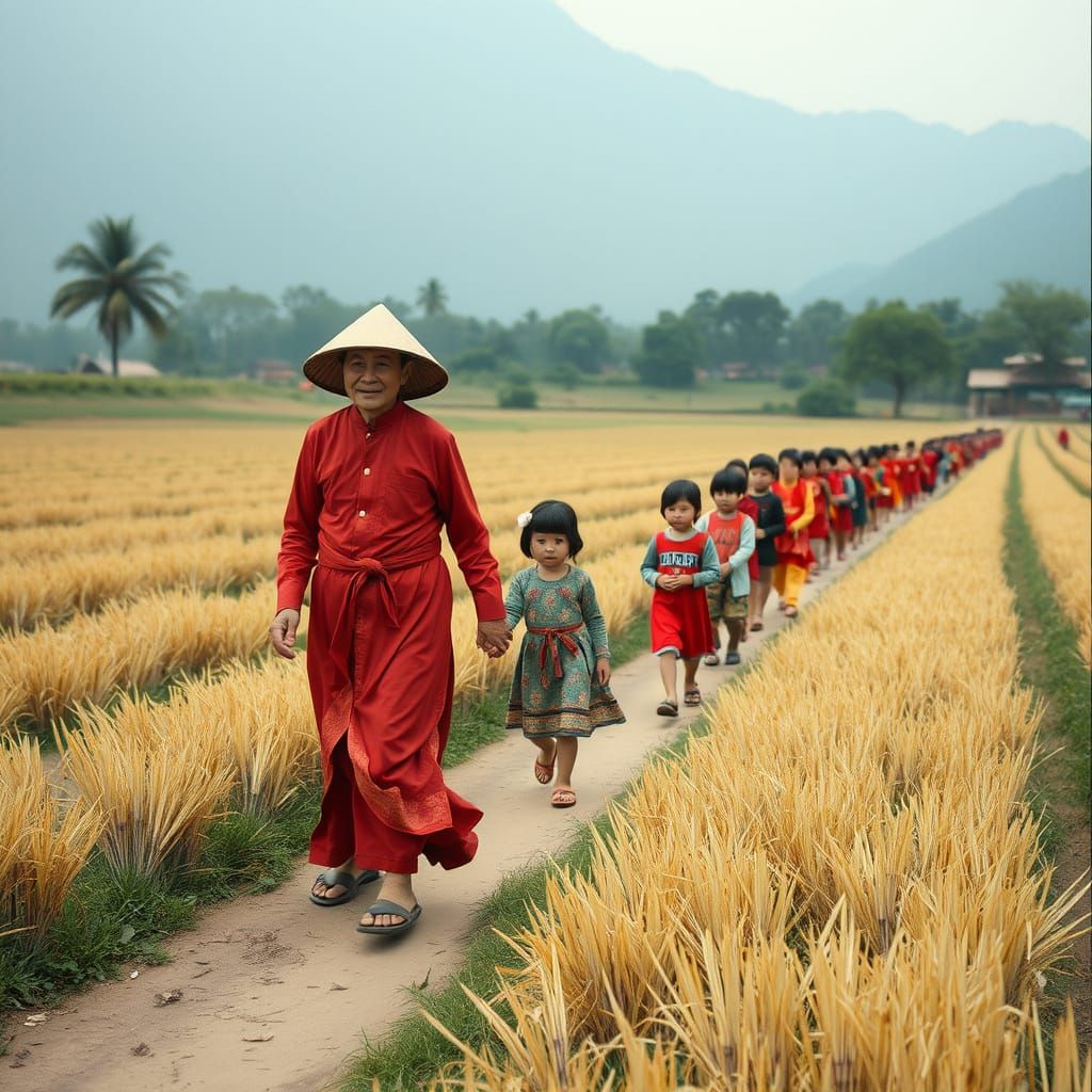 Vietnamese Couple and Children on Killing Fields