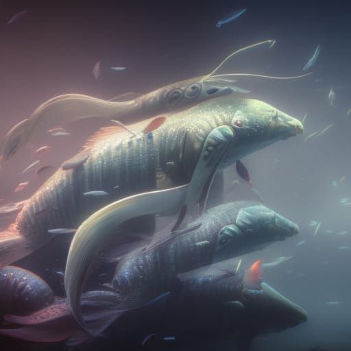 Underwater Horse in Hyperdetailed Digital Art Style