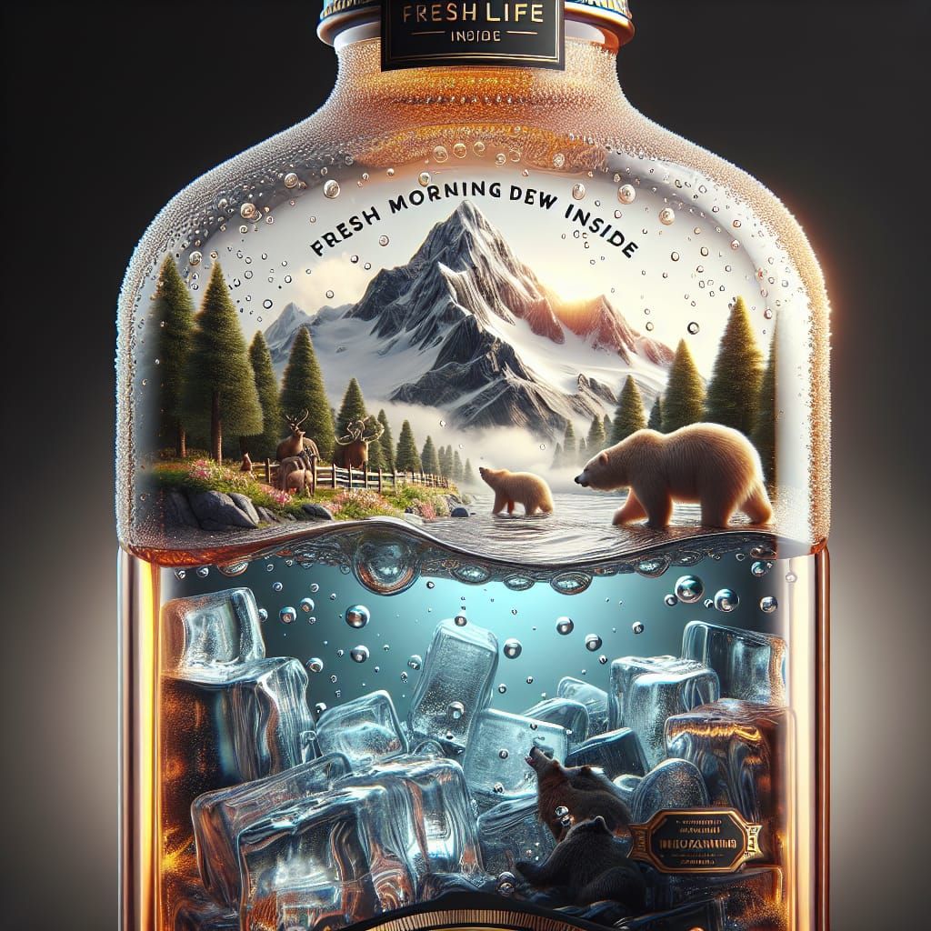Luxurious Bottle Enclosing Miniature Mountain Landscape