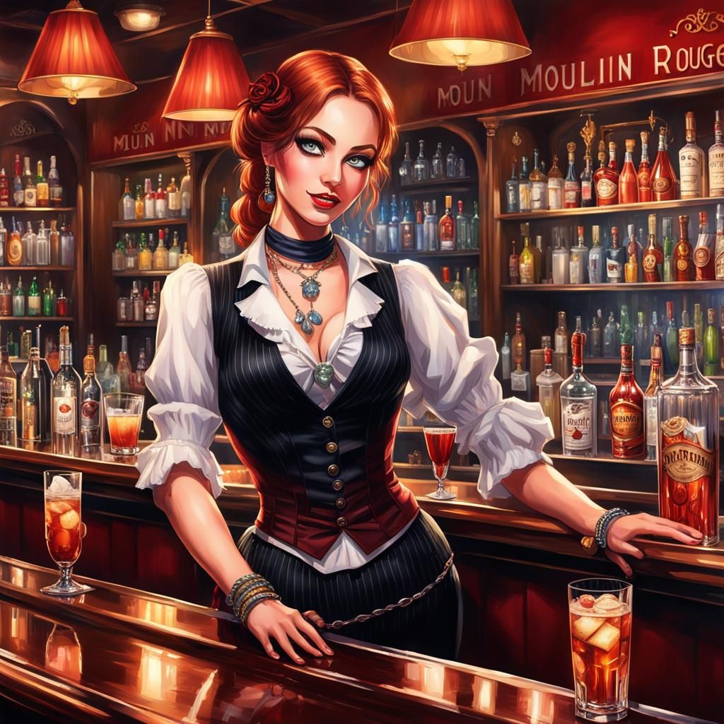 A  bartender girl of Moulin Rouge