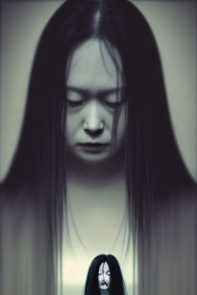 Ominous Portrait Inspired by Japanese Horror Movies