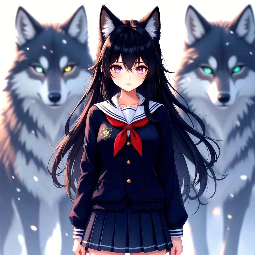 Anime Girl with Void Eyes in School Uniform