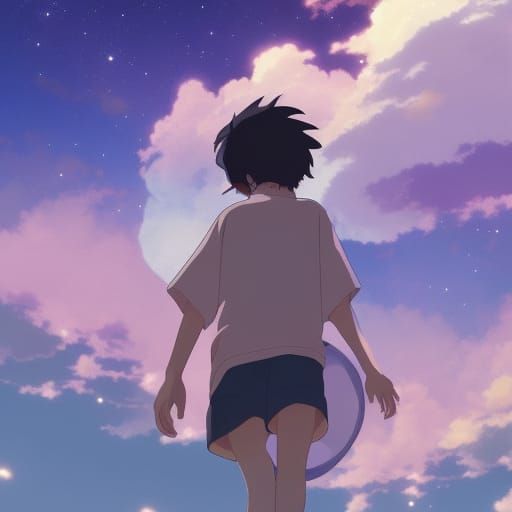 Space Scene in Studio Ghibli Anime Style