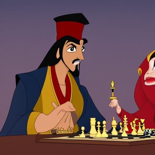 Steampunk Chess Match: Jafar, Jasmine, and Hogwarts