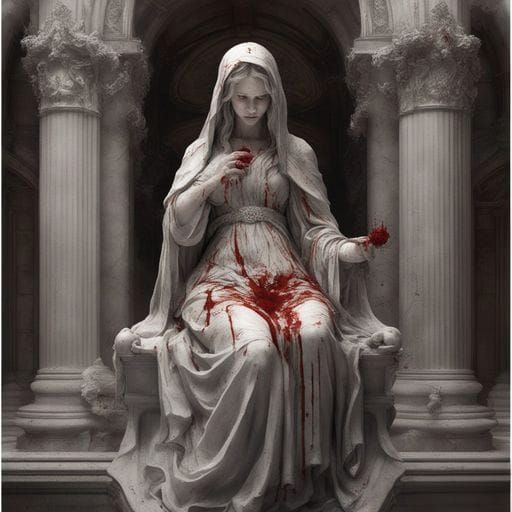 Weeping Virgin Mary Statue: Dark Fantasycore Masterpiece