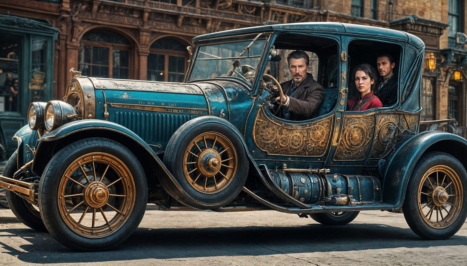 Dr. Strange and Steampunk Car: 3D Hyperrealistic Art