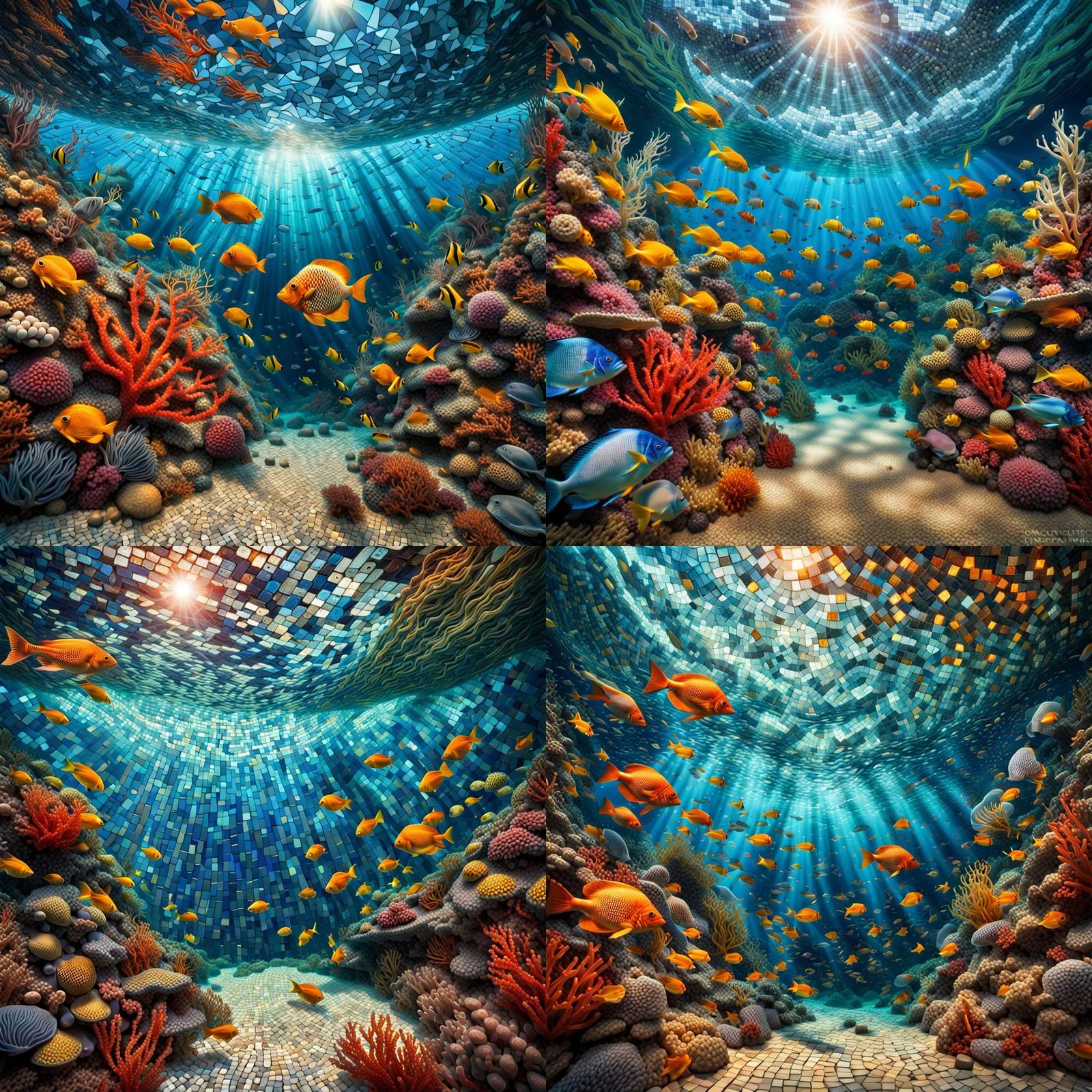 Vibrant Mosaic Underwater Scene in HDR