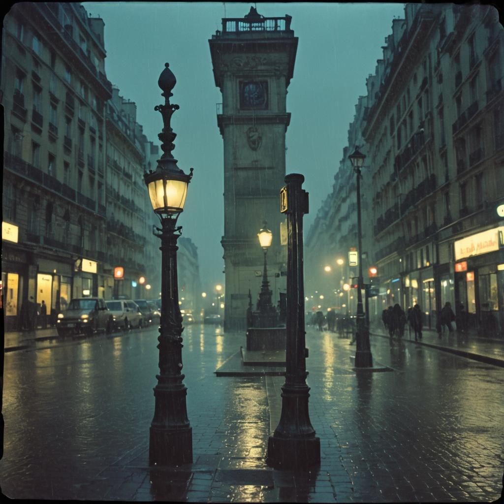 Paris Pissoirs in Retro Film Noir Style