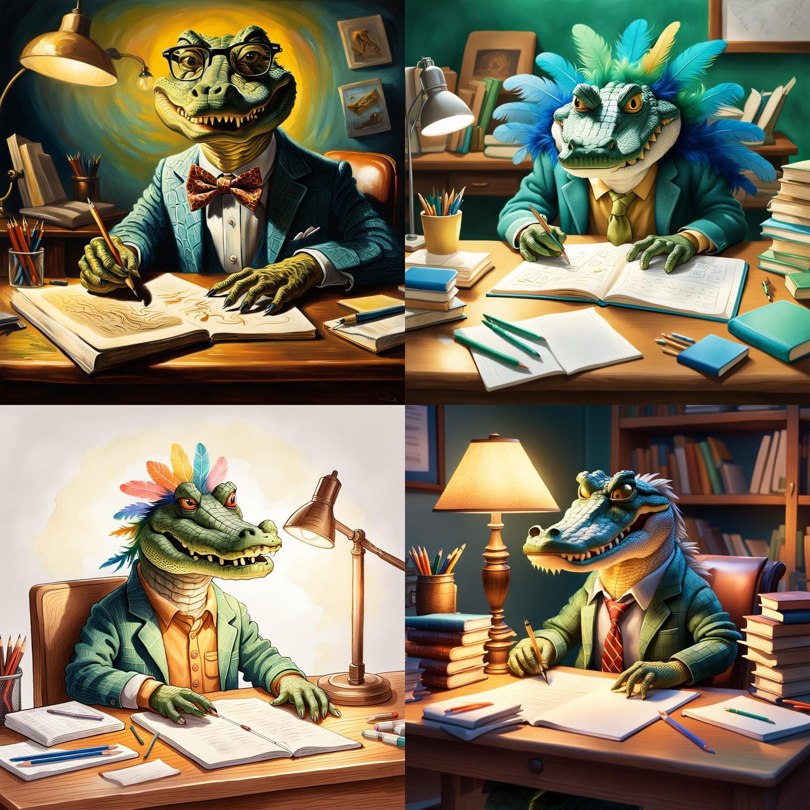 College-Bound Crocodile with Feathered Head Focuses on Studi...