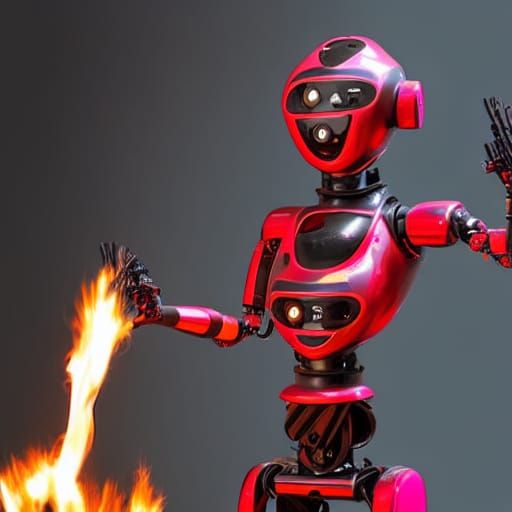 Humanoid Robot Wielding Flamethrower