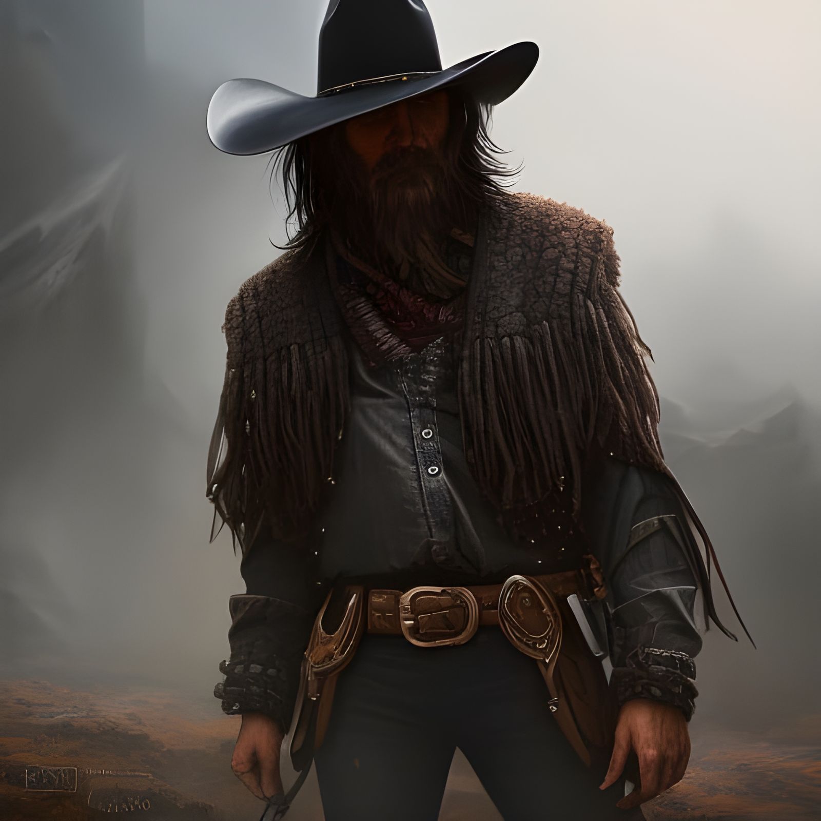 Dark Fantasy Sci-Fi Cowboy Portrait in 8K