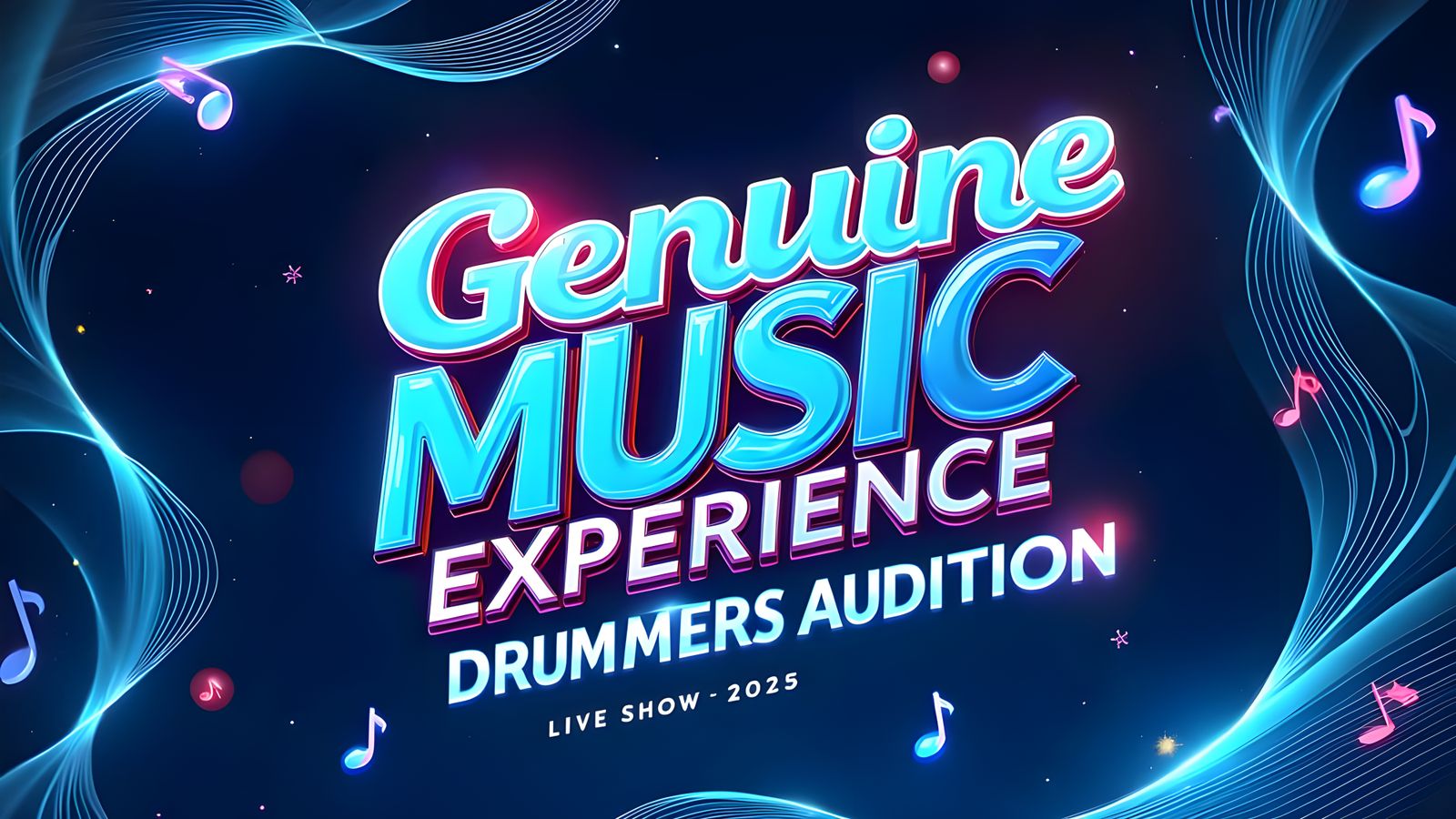 Vibrant Drummers Audition Live Show in Bold Font
