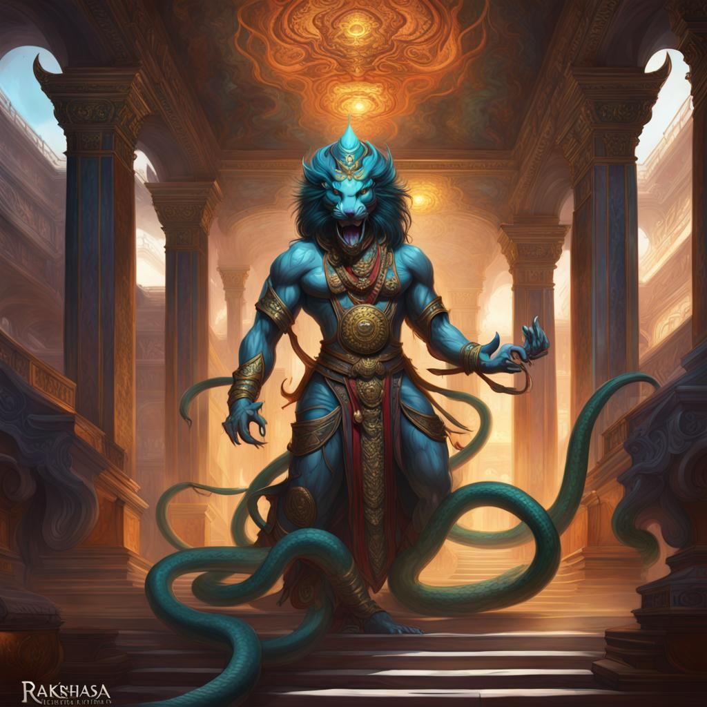 Rakshasa in Palace: Dark Fantasy Concept Art