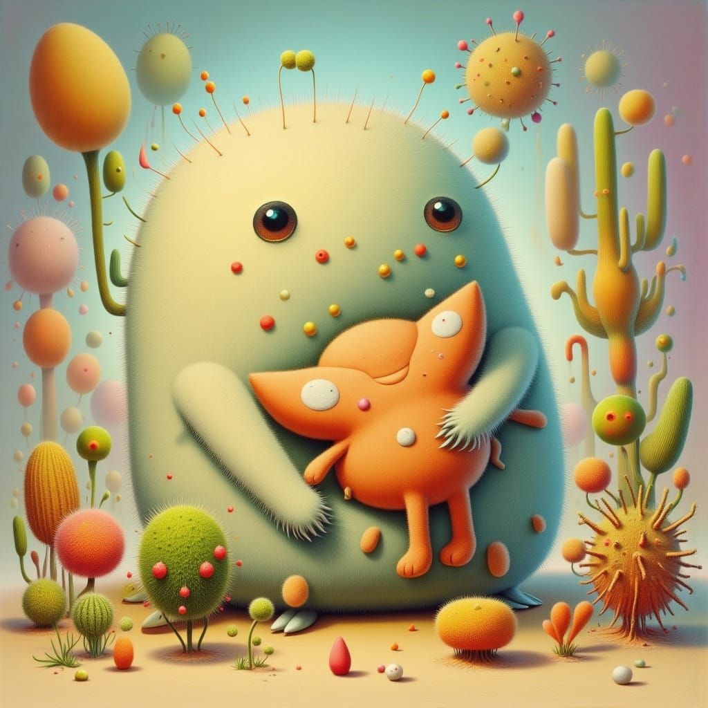 Fluffy Pillow Monster Hugs Petite Pillow in Storybook Style