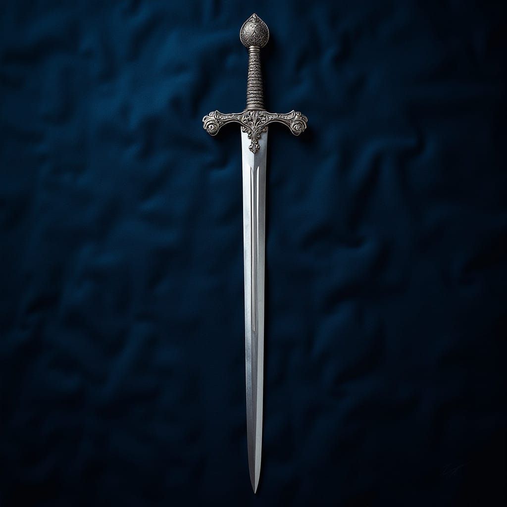 Luxurious Art Nouveau Arming Sword on Velvet Background