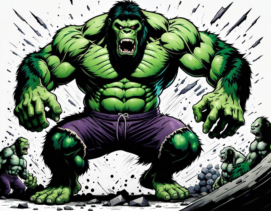 King Hulk Gorilla Rampage in Storybook Style