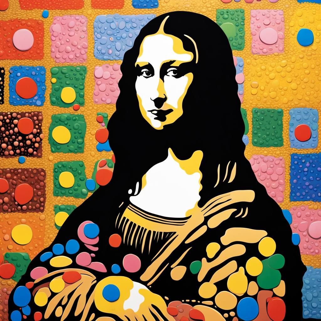 Mona Lisa Impressionist Painting by Yayoi Kusama