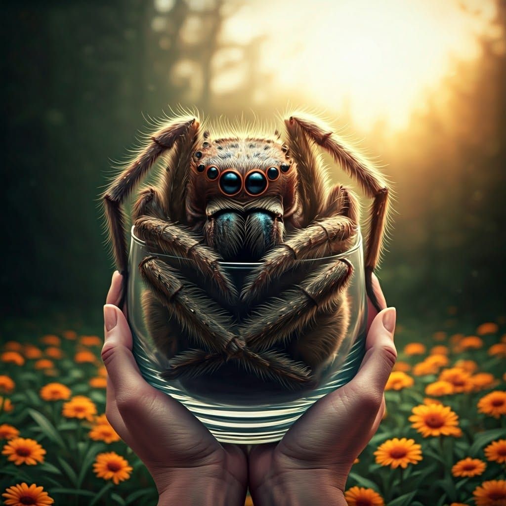 Offended Spider Creature in a Jar: Neo-Traditional Art