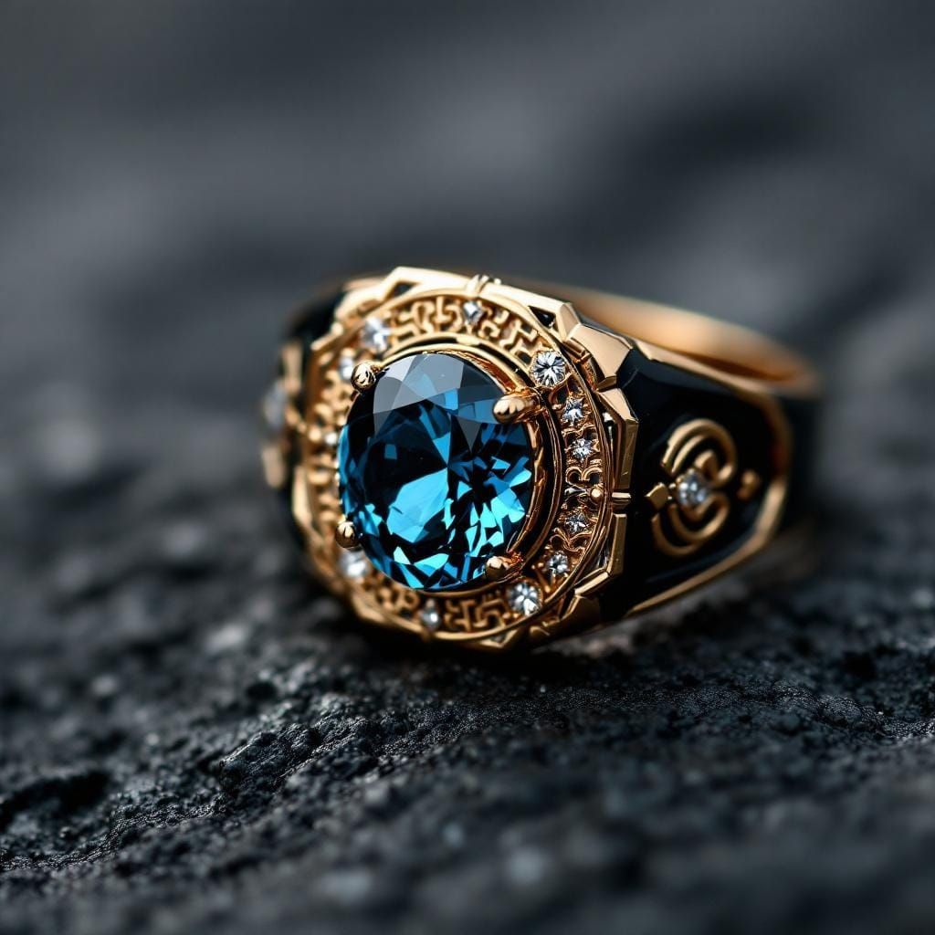Luxury Scorpio Signet Ring with Blue Topaz