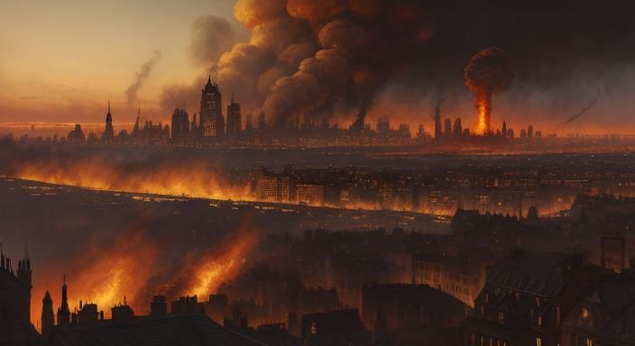 City Ablaze: A Gustave Doré Inspired Inferno