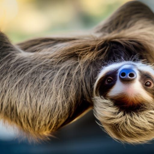 Smiling Sloth Relaxes Upside Down: Professional Photography