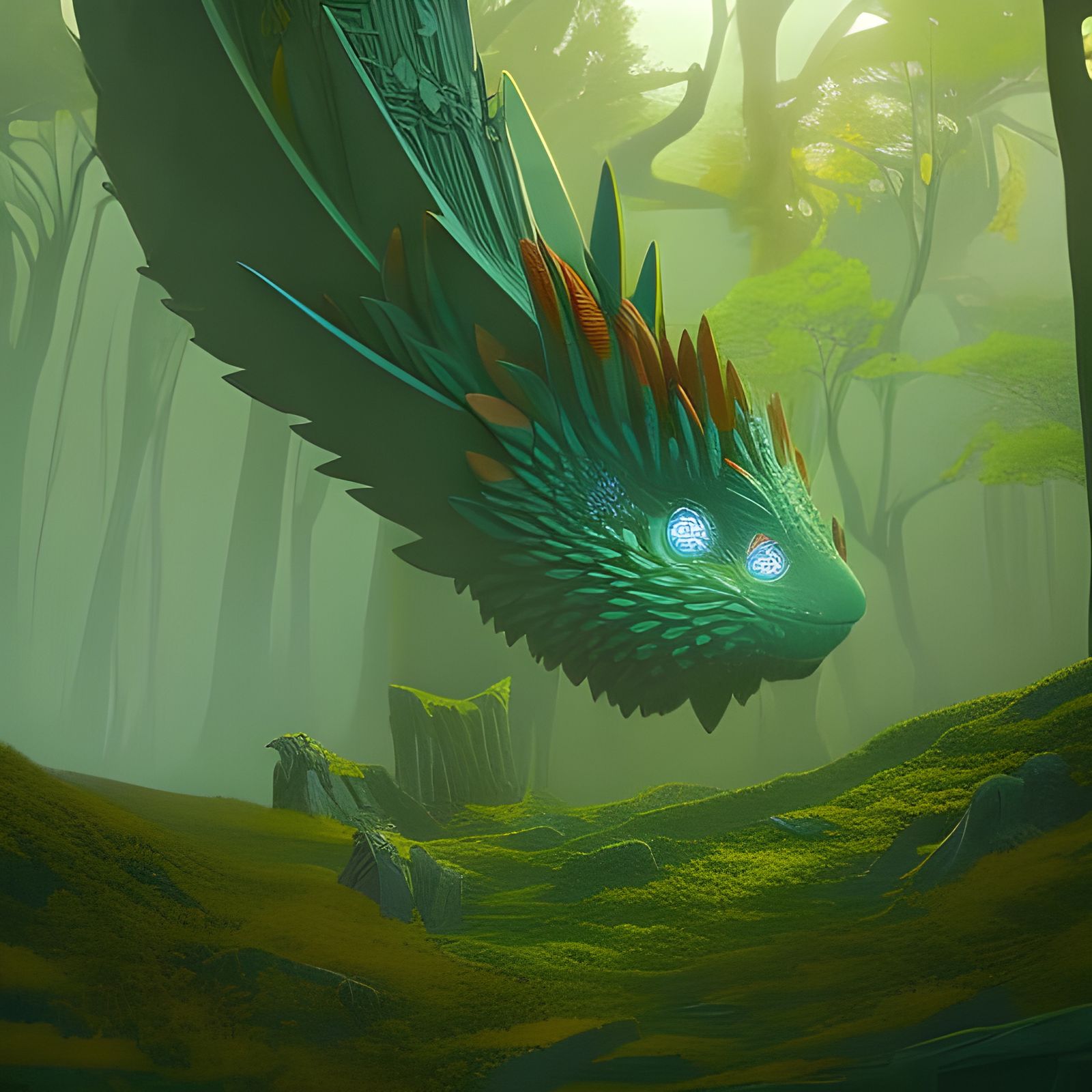 Baby Dragon in Enchanted Forest Art