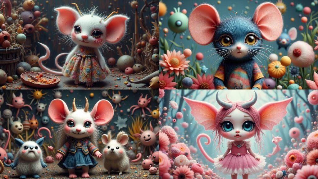 Cute Demonic Mouse with Kawaii Humanoid Features