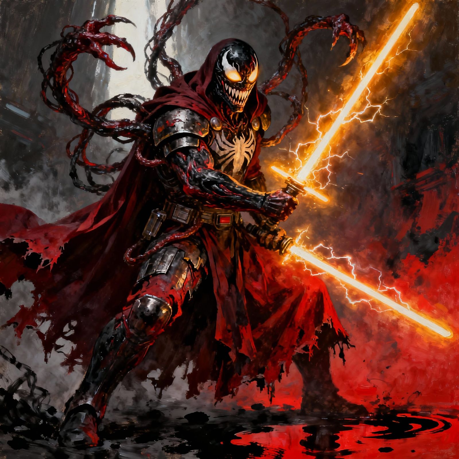 Carnage as Jedi in Dramatic Matte Painting Style