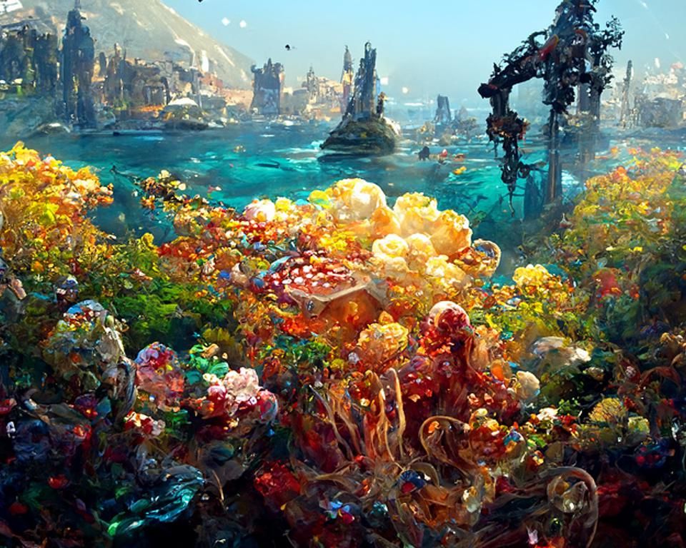 Honeycomb Coral City Underwater Panorama