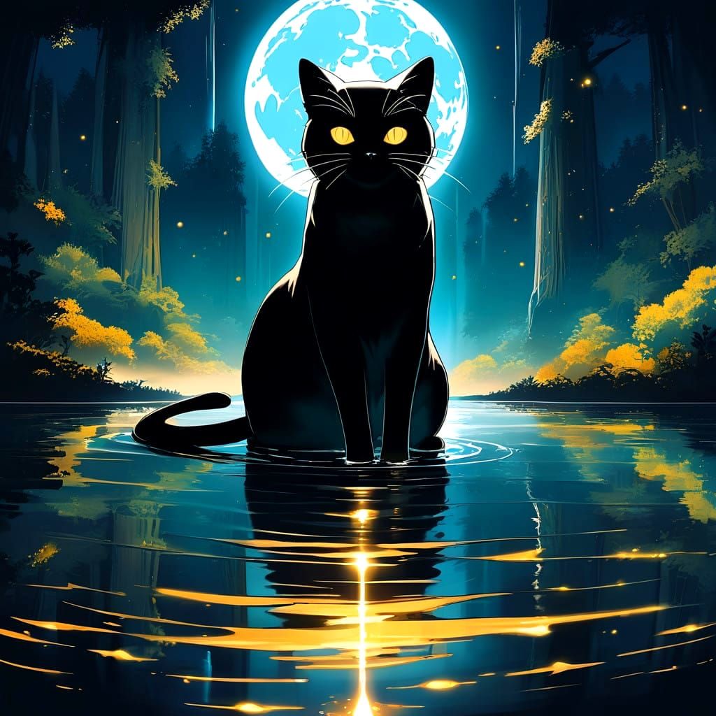 Yuyu kitty in the moonlight lake
