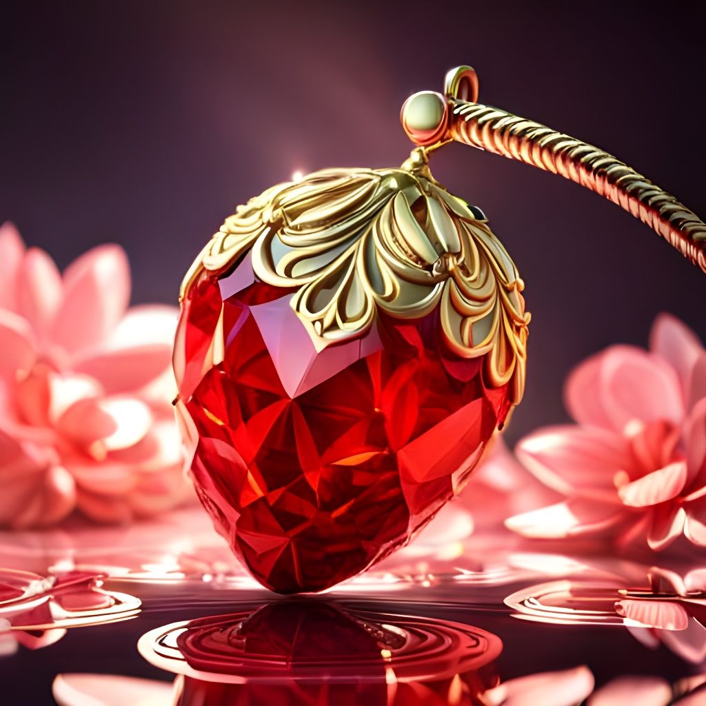 Opalescent Crystal Strawberry Jewelry with Gold Filigree