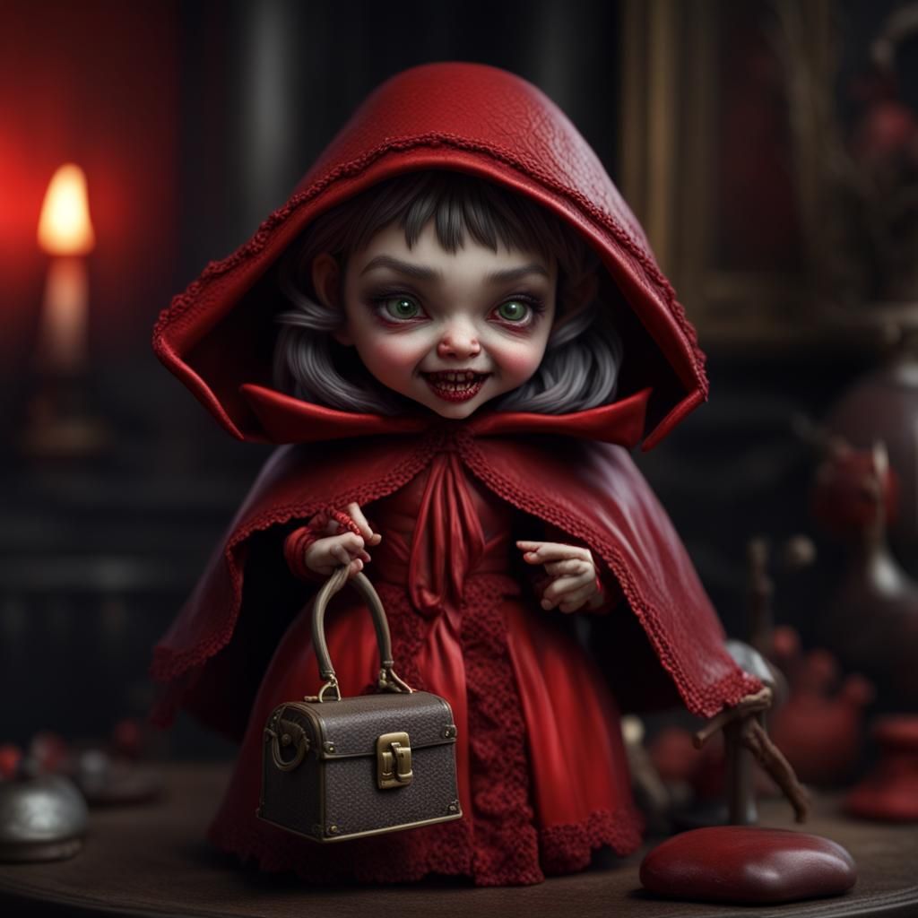 Hyperrealistic Little Red Riding Hood Vampire Portrait