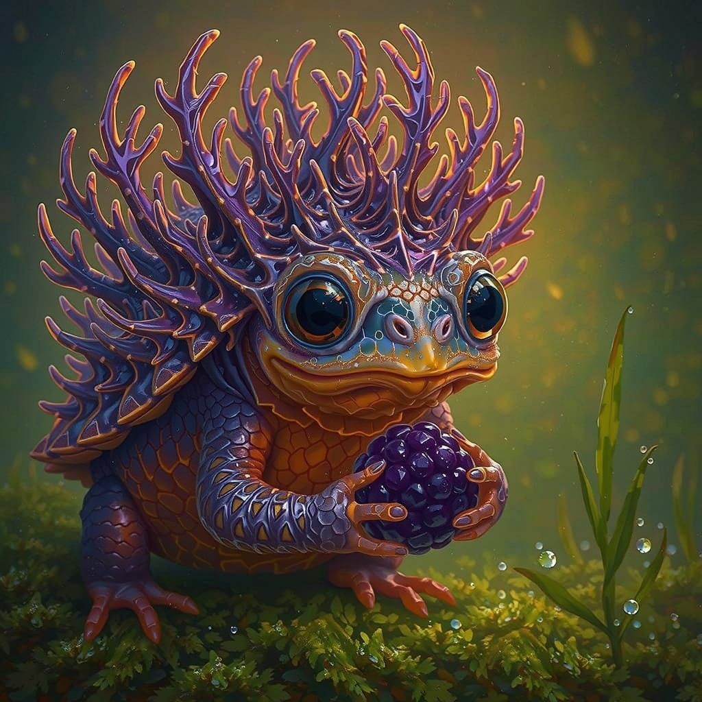 Adorable Frog-Tortoise Creature with Antler Shell