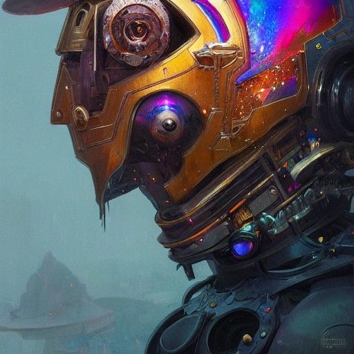 Intergalactic Knight with Portal Head, Aetherpunk Style