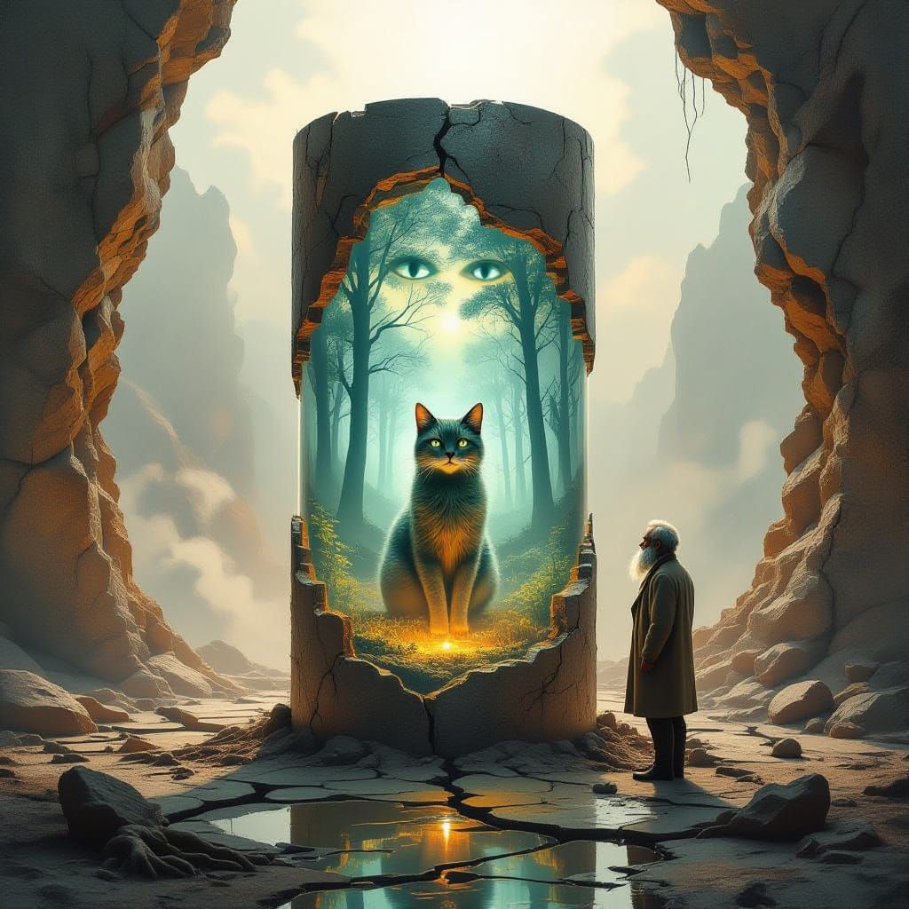 Mystical Cat in Fossil Structure by Scientist