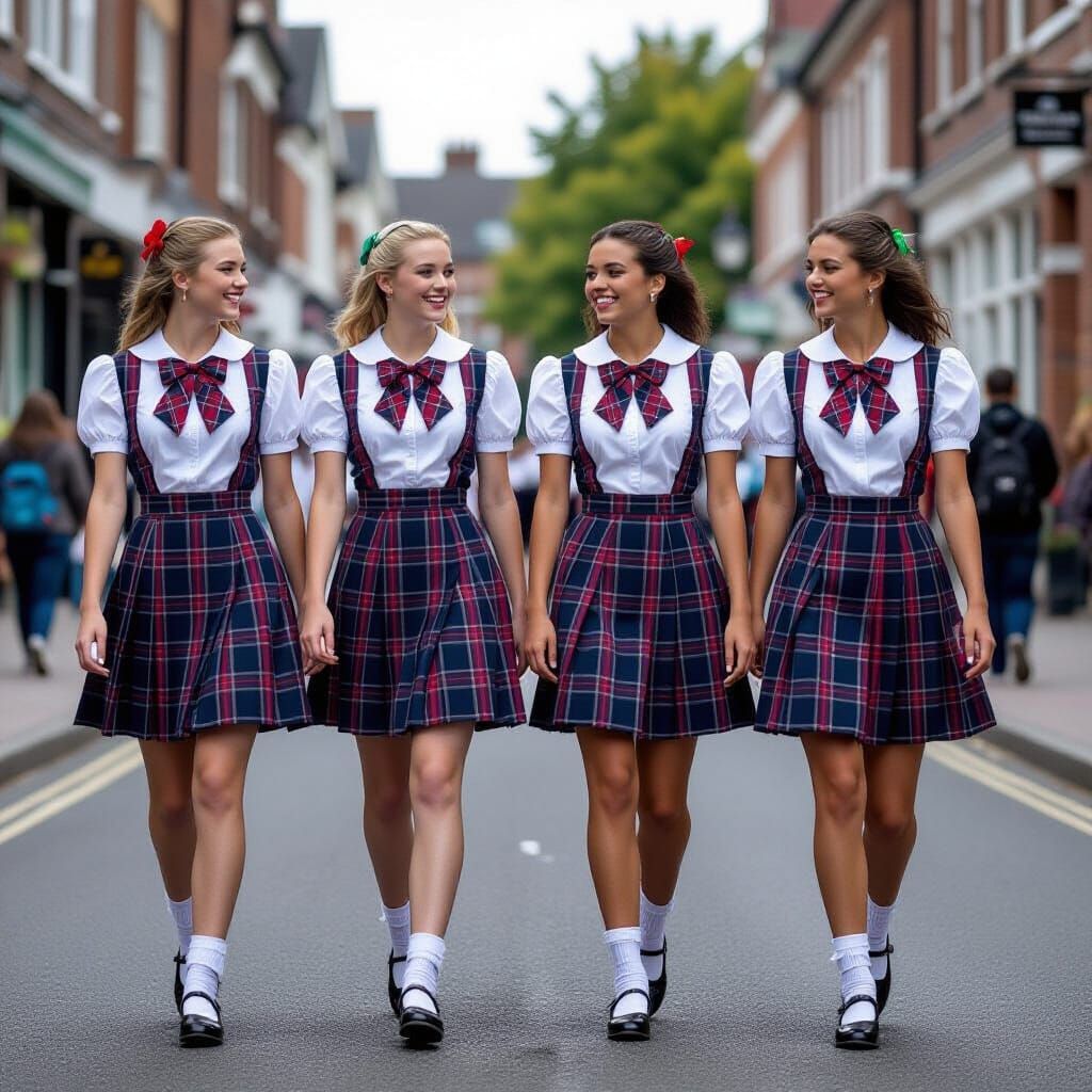 Students in Uniform Walk to School in Cinematic Style