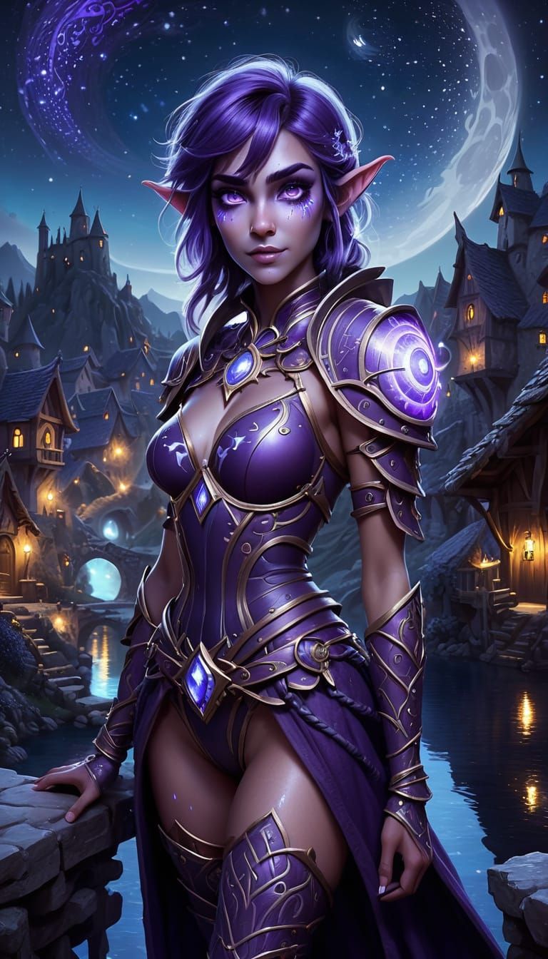 Beautiful WoW Cartoon Style Night Elf