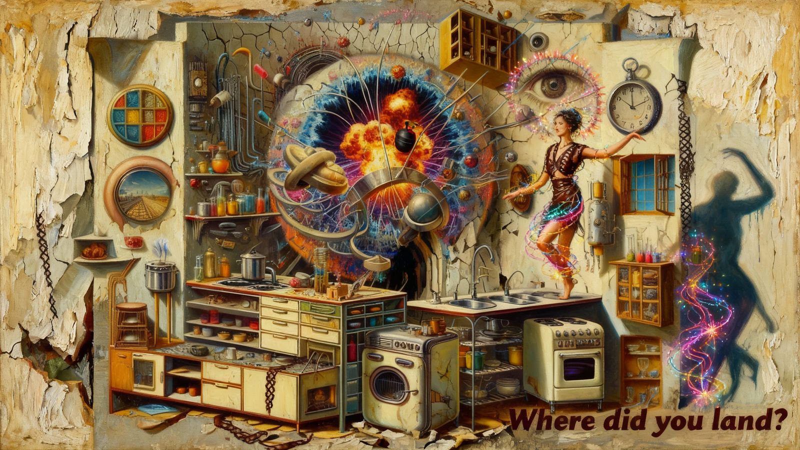 Bauhaus surrealism melting distortions mind bending cracked ...