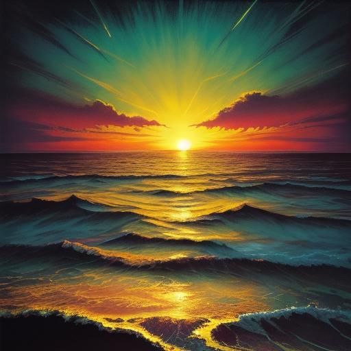Vibrant Sunset Scene with Golden Tear