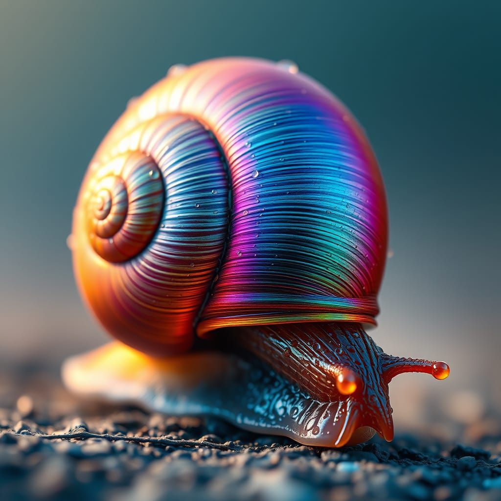 Vibrant Iridescent Snail in Extreme Close-Up