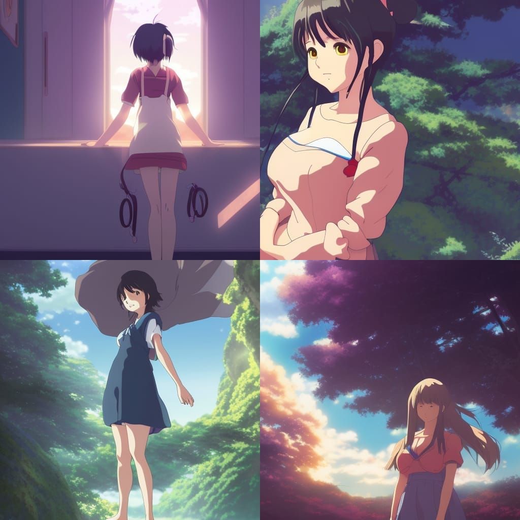 Anime Girl in Ghibli Style, Makoto Shinkai Inspired