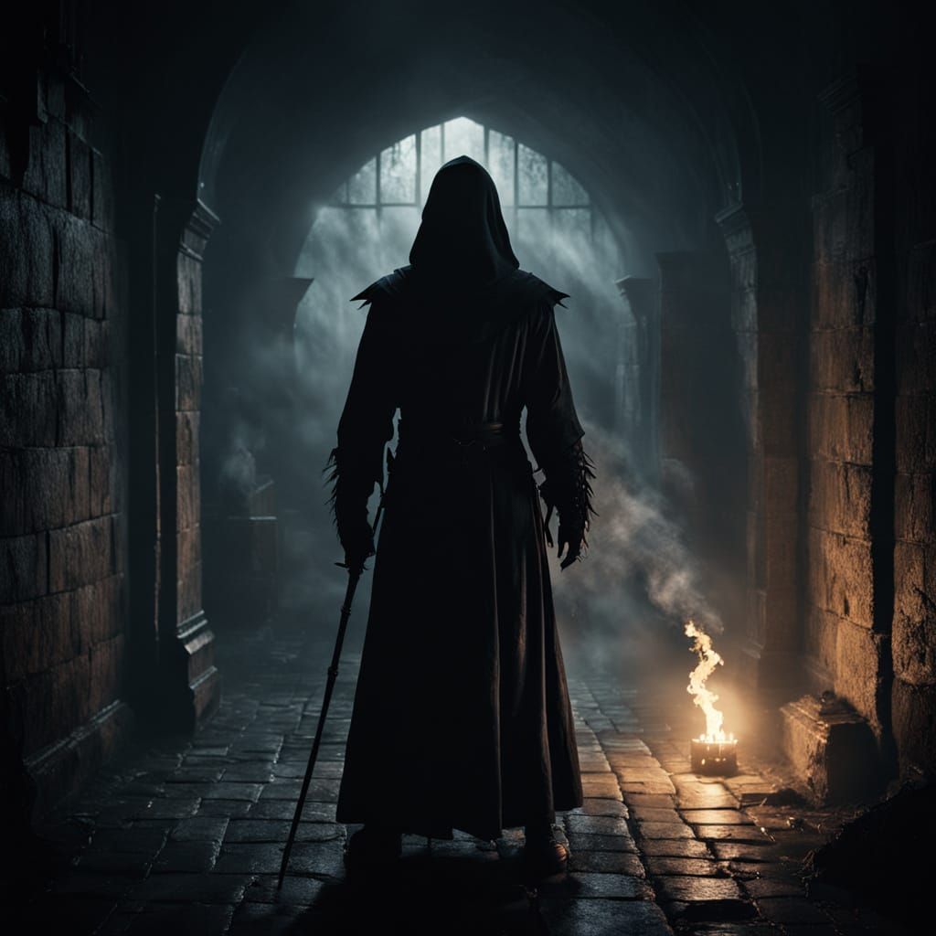 Ominous Figure in Dark Gothic Fantasy World