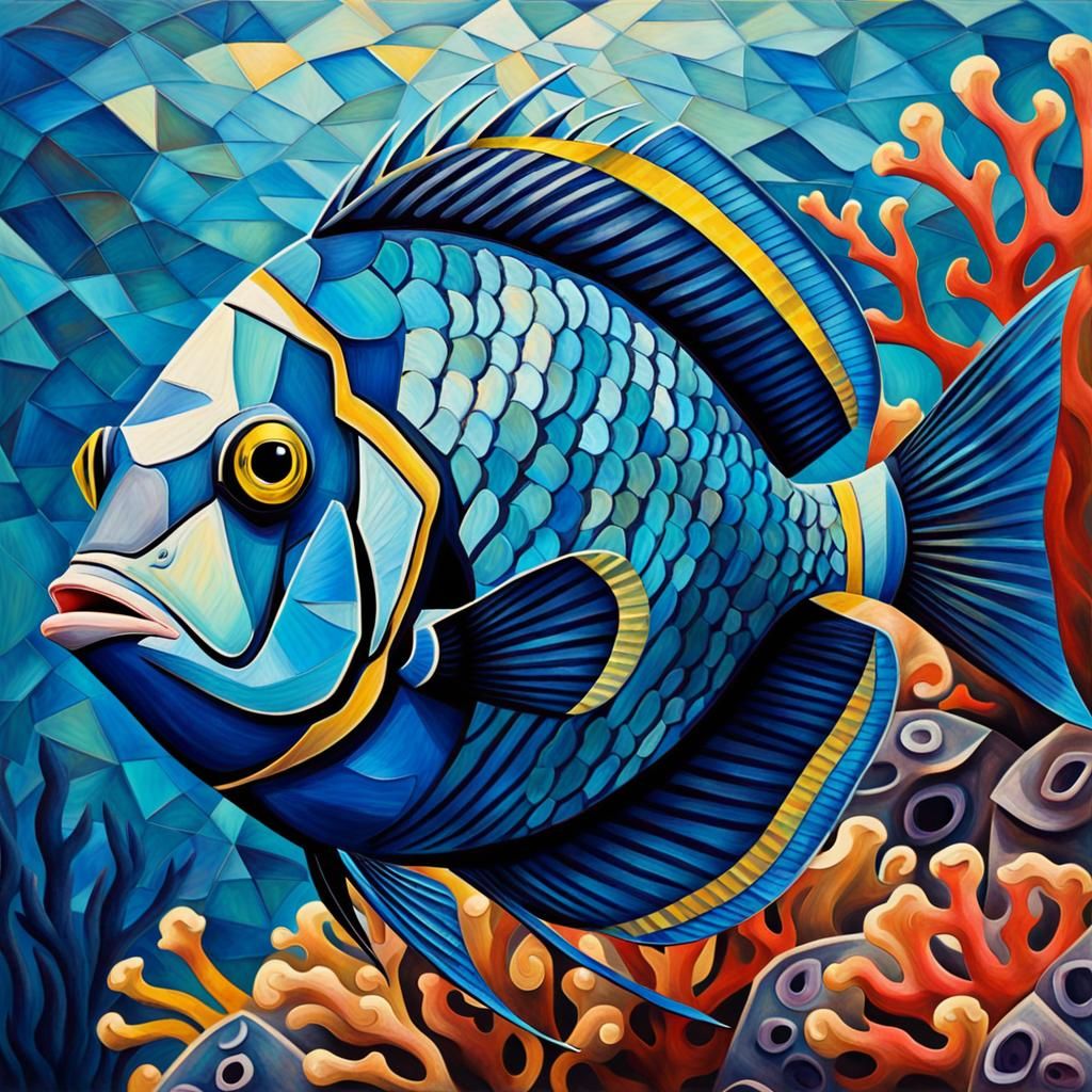 Cubist Surgeon Fish in Coral Reef