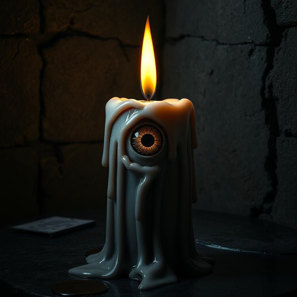 Grotesque Eyeball Candle in Dark Gothic Style