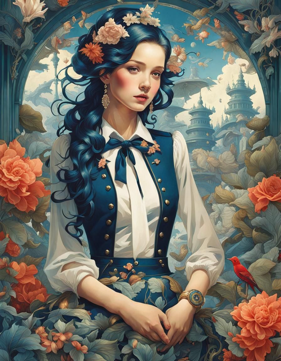 Fantasy Secretary Girl in Military Command, Photorealistic S...