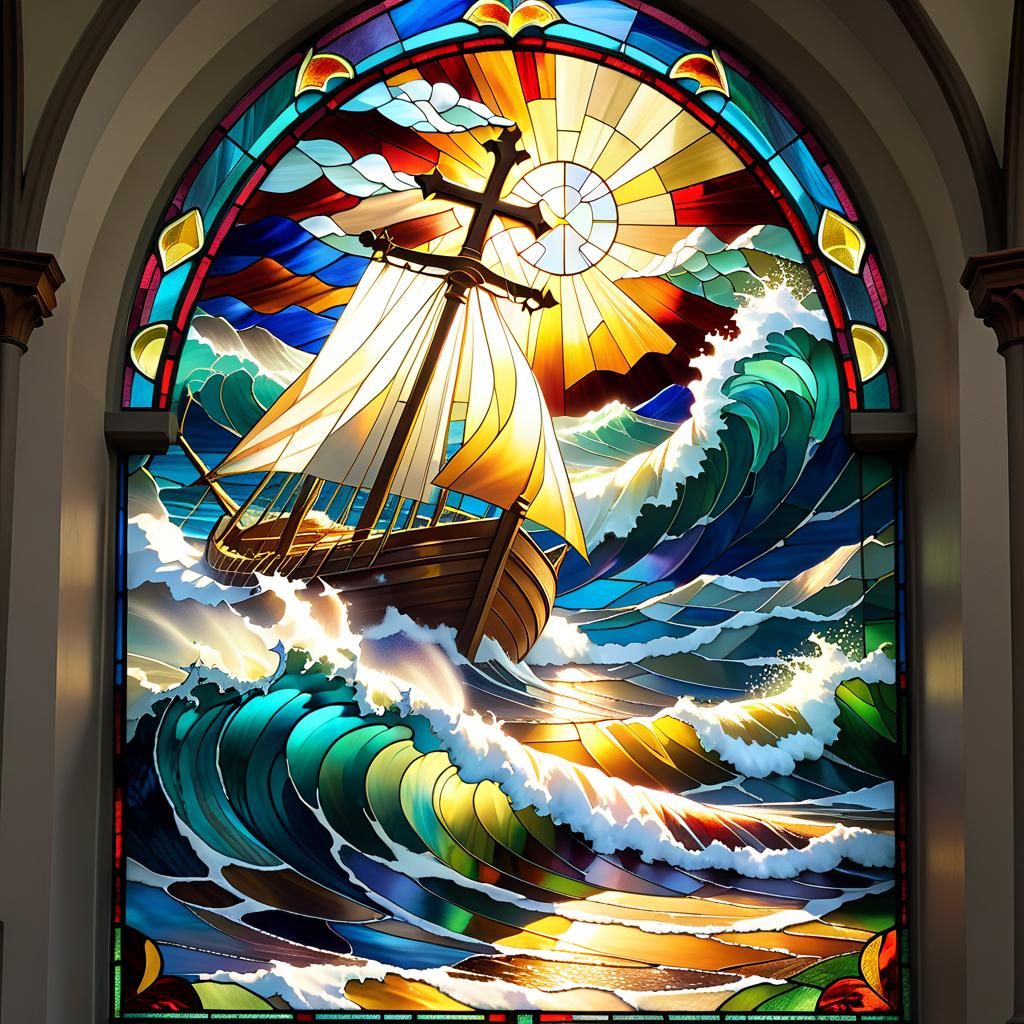Jesus Calms the Storm: Stained Glass Art